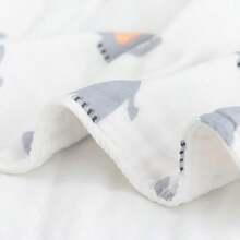 43.3英寸*43.3英寸平纹细布襁褓毯，双层卡通婴儿毯，适合新生儿 - 彩色 - 查看 4