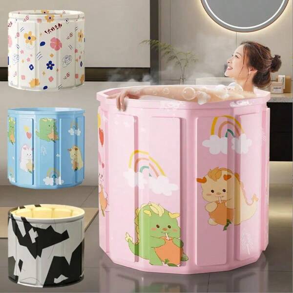 1 Stück Erwachsenen Tragbares Faltbares Badezuber, Freistehender Nicht-Aufblasbarer Heiß-/Kalt-Spa Wanne mit dickem Thermoschaumstoff zum Temperaturerhalt, für Zuhause, Outdoor, Fitnessstudio, Schnell Aufbau ohne Installation erforderlich