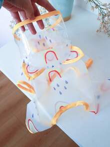 1pc Pet Raincoat With Rainbow Transparent Printed Design - Yellow - Yellow - View 7