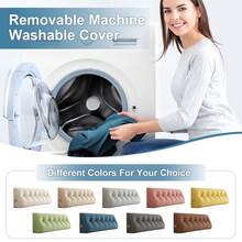 Headboard Wedge Cushion, Reading Cushion, Back Support Cushion, Upholstered Bed Cushion, Reversible Cushion, Large Back Support Cushion, Triangular Wedge-Shaped Support Cushion, Bed Side Cushion, Tatami Wedge Cushion, Lumbar Cushion For Bed And Sofa - 海藍色 - 查看 5