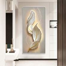 1 peça de pintura em tela moderna com penas abstratas, pôsteres com estampas abstratas de penas, decoração elegante para casa, adequada para sala de estar, quarto, hall de entrada, escritório. Artes de parede em estilo moderno, sem moldura.