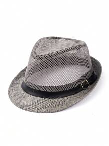 1pc Solid Color Bohemian Style Teardrop Straw Hat, Unisex Jazz Cap, Versatile For Commute & All Seasons