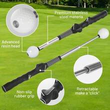 Retractable Golf Swing Training Aid, Golf Grip Trainer & Golf Swing Trainer For Warm-Up, Right/-Handed/Left Handed Golf Club For Indoor Practice, Golf Accessories - Strength & Tempo Training For Chipping Hitting - Black - View 3