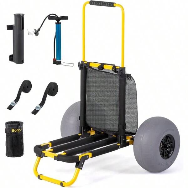 18.5" X 15" Capacity Beach Fishing Cart With 12" Big Balloon Wheels