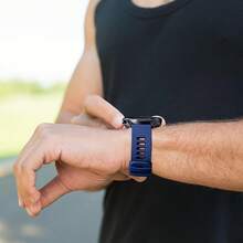 Correa de Reloj Bicolor de 22mm, Goma de Silicona, Correa de Reemplazo de Liberación Rápida para Hombres y Mujeres, Hebilla de Acero Inoxidable Plateada (Negro-Gris) - Azul-Negro (Hebilla Negra) - Ver 6