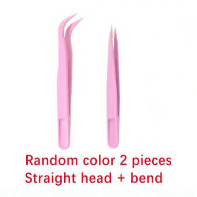 2개 세트 직선 & 구부러진 팁 플라스틱 트위저, 컬러풀 트위저, 직선 팁 매니큐어 스티커 DIY 공예 도구, 직선 & 구부러진 팁 취미 도구