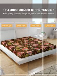 1 pieza Sábana ajustable con estampado floral tropical digital, ropa de cama con aloe vera amigable con la piel, adecuada para todas las estaciones como protector de colchón, regalo para vacaciones, disponible en múltiples tamaños, se ajusta a camas de hasta 25 cm de altura (1 pieza de sábana ajustable solamente, sin funda de almohada ni relleno)