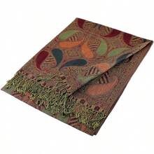 Bufanda de pashmina de paisley para mujeres PASKMLNA - A18-22 Gris moca - Ver 5
