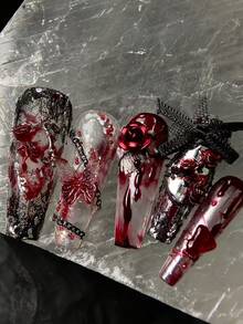 1pc DIY Nail Art Mold, Original Creative Design - Rose Thorns, Heart Shaped, Wing, 3D Carved Nail Tips, Transparent Nail Template Mold,Nail Supplies,Nail Tools,Nail Art Tools,Back To School,Nails,Nail Tools For Press On Nails - Clear - View 3