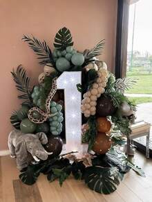 85/170件鼠尾草绿和棕色气球花环套装，橄榄绿和金色野生动物气球，拱形动物图案气球，适用于丛林主题生日装饰，适合森林婚礼、生日派对、性别揭晓派对、婴儿派对 - 彩色 - 查看 5