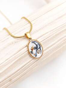 1 件 18K 镀金简约海豚项链，带珍珠，适合海滩，适合女士/女孩，是日常佩戴的绝佳礼物