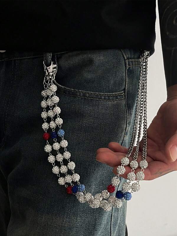 1/3 Stücke luxuriöser minimalistischer Diamant-Kugel-Ketten-Taillengürtel, Herren Körperkette zur Hosen Dekoration, geeignet für den täglichen Gebrauch, tolles Geschenk für männliche Freunde zu Neujahr, Weihnachten, Valentinstag