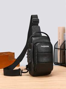 Men's PU Leather Sling Bag|Vintage Style With Anti-Theft Lock|Lightweight Chest Bag For Travel & Daily Use