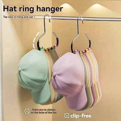 1pc New Hat Hanger, Hat Storage Fantastic 1 One Hanger Can Hang 8 Top Hats, Dormitory Wardrobe Inner Hanging Baseball Cap Sling Home Multifunctional Hanging Hat Display Rack, No Trace, No Hook