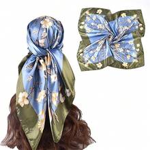 35 Inches Silk Head Scarf-Satin Hair Scarves Silk Bandana Scarf Headscarf For Women's Fashion Scarveshalloween - 蝴蝶花 - 查看 1