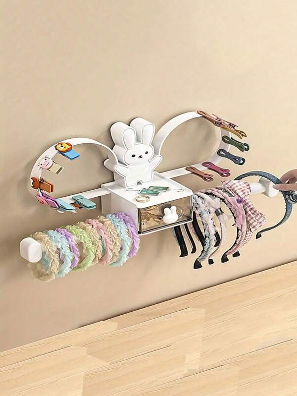 1pc Multifunctional Wall Mount Bunny Shaped Hair Accessory Organizer Holder, Perfect Gift For Granddaughters, Daughters, Girlfriends
