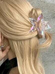 1pc Colorful Hollowed-Out Star-Shaped High Ponytail Clipper For Women, Half-Tied Hair At The Back Of The Head, High-End Clipper, Party Gift Headwear Fashion Hair Accessories Beauty Claw Clips Elegant Hair Clip Boho Hair Claw Fall Winter For Vacation Outfits Woman