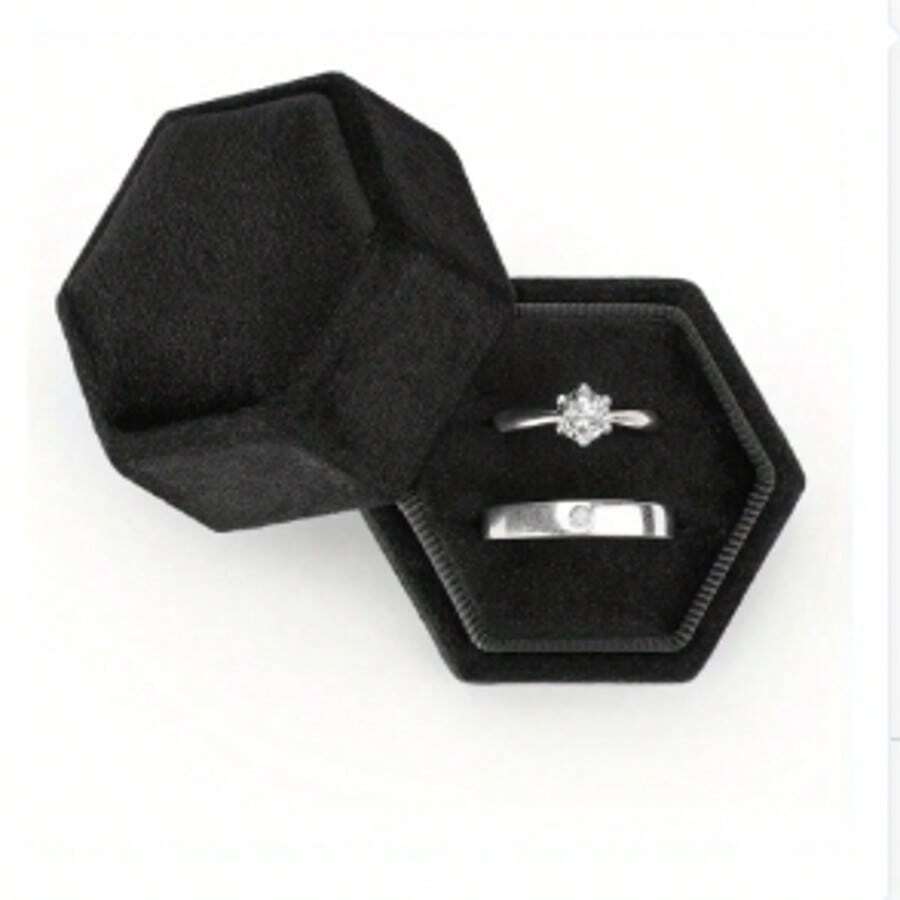 1pc Jewelry Ring Box, Hexagon Jewelry Boxes, Wedding Ring Box, For Home Room Living Room Office Decor, Wedding Proposal Engageme