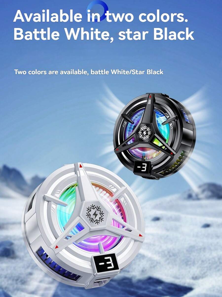 1 件黑色磁吸 RGB 灯效手机散热器带温度显示风扇半导体散热器手机散热夹游戏散热神器 - 彩色 - 查看 1