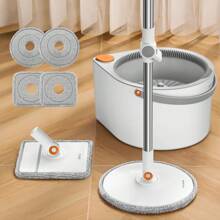 MOPALL Spin Mop And Bucket With Wringer Set For Home, Dual Chambers Dirty And Clean Water Self Separation For Hardwood Floor Wall Window Cleaner (1 Square Mop And 1 Round Mop With 4 Microfiber Pads) - 1 Square Mop and 1 Round Mop - 查看 8