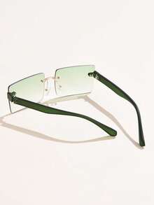 1副女士塑料方形无框渐变色复古铆钉优雅休闲时尚眼镜，适合日常佩戴，学院风，返校季必备，长方形镜框。