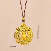 1 pièce Collier vintage à la mode de style chinois avec pendentif en céramique émaillée en forme de calebasse creuse