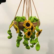 onEternal Handmade Sunflower & Ivy Hanging Decor, Car Interior Accessory, Mirror Ornament, Gift, Home Decor, Christmas & Halloween Gift