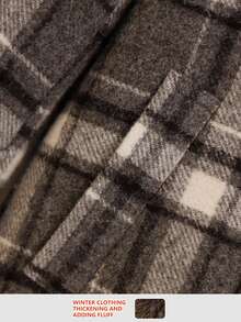 1件男童加厚格子领双排扣外套，秋冬季 - 灰色 - 查看 9