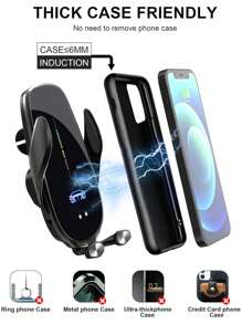 YITUMU Wireless Car Charger Holder, Fast Charging Automatic Clamping 15W Smart Dual-Control Induction Car Phone Holder, Optional Cigarette Lighter Car Charger Accessory, Suitable For Android And Apple Phones With Wireless Charging Function Car Accessories