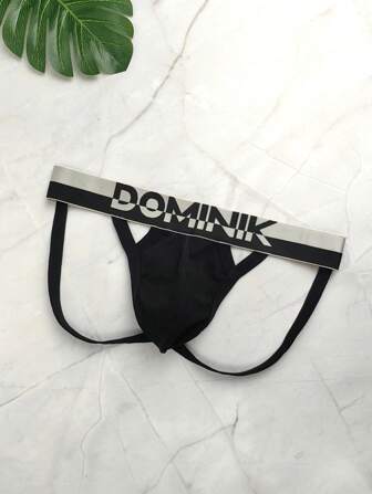 1 件性感镂空运动风格露背双肩带男士丁字裤内裤，黑色