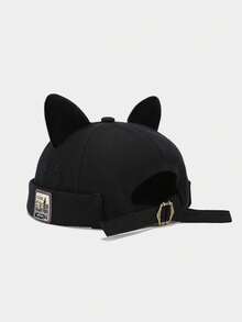 1pc Cat Ear Docker Cap Brimless Hats Beanie For Women Men Skull Cap Worker Sailor Cap Rolled Cuff Retro Docker Hat - Multicolor - View 7