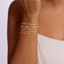MBW Gold Bracelets Women, Dainty 14K Gold Plated Bracelet Stack Beaded Chain Bracelet Set Thin Small Cute Paperclip Bracelets Fashion Waterproof Jewelry Gold Accessories Women - MB-BR-11-BR2 - 查看 3