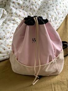 Nylon Sporty Leisure Drawstring Backpack, Chic & Versatile Large Capacity Rucksack, School Backpack