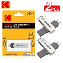 2 Pieces Kodak USB3.2 Type C Flash Drive 256GB 128GB 64GB 32GB Pendrive Metal 2 In 1 USB Key For Smartphone Laptop Desktop - Silver - View 13