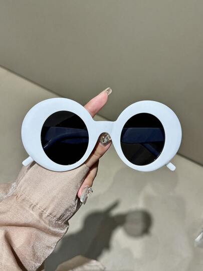 1pc Fashionable Round Hip-Hop Fashion Glasses, Suitable For Daily Wear Round Shape Shades