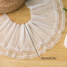 1yd Double-Layer Ruffle Lace Trim, For Collar, Cuff Decoration, Sewing And Knitting Supplies For Garment And - Multicolor - View 5