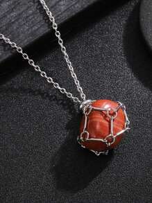 Colar com moldura de cristal prateado, moldura de cristal vazia, metal a granel, gaiola de pedra de aço inoxidável, corrente de pedra preciosa ajustável e intercambiável para fabricação de joias, colar faça você mesmo