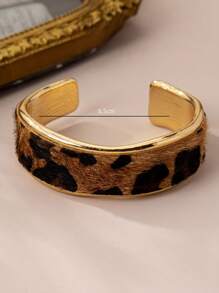 1pc Fashion Runway Exaggerated Leopard Print Punk Wild Nightclub Style Bracelet Wristband, Versatile Gift For Women, Ladies