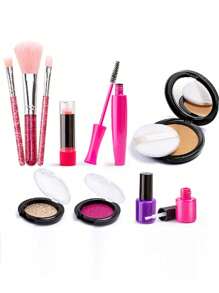 New Makeup Toy Set For Girls, Children Pretend Play Cosmetic Box Makeup Model Set (Random Foundation Color)