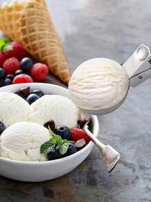 1pc Stainless Steel Double-Sided Ice Cream Scoop And Spoon, Multifunctional Ice Cream Digging Tool, Silver Color