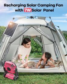 Solar Camping Fan, 20000mAh Rechargeable Portable Fan With 7W Solar Panel, Cooling Fan & Led Lantern For Bedroom,Camping,Travel,Hiking,Beach,Office,Trave Accessories Back To School