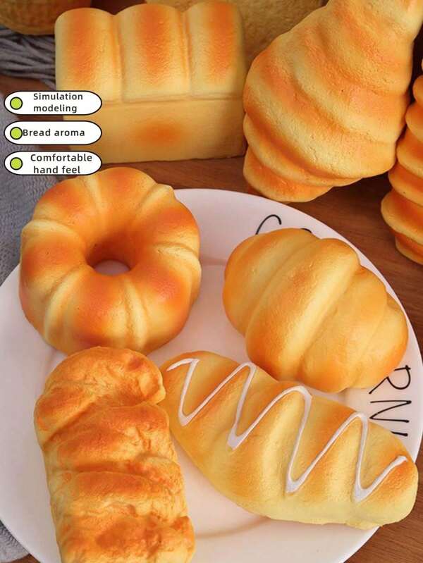 1pc Relaxing Toys, Kneading Music, Slow Rebound, Cute Release, Soft Toys, Simulated Food, Bread, Cake With Its Own Bread Fragrance