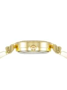 Anne Klein Reloj de pulsera y brazalete con detalles de cristal en tono dorado para mujer con esfera negra brillante. Elegante reloj de pulsera de cuarzo para mujer con brazalete ajustable.