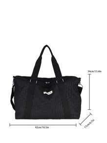 Fashion Solid Color Pleated Nylon Tote Bag, Large Capacity Travel Bag With Separated Dry And Wet Storage, Perfect Gym/Weekend/Overnight Bag, Suitable For Short Vacation, Back To School