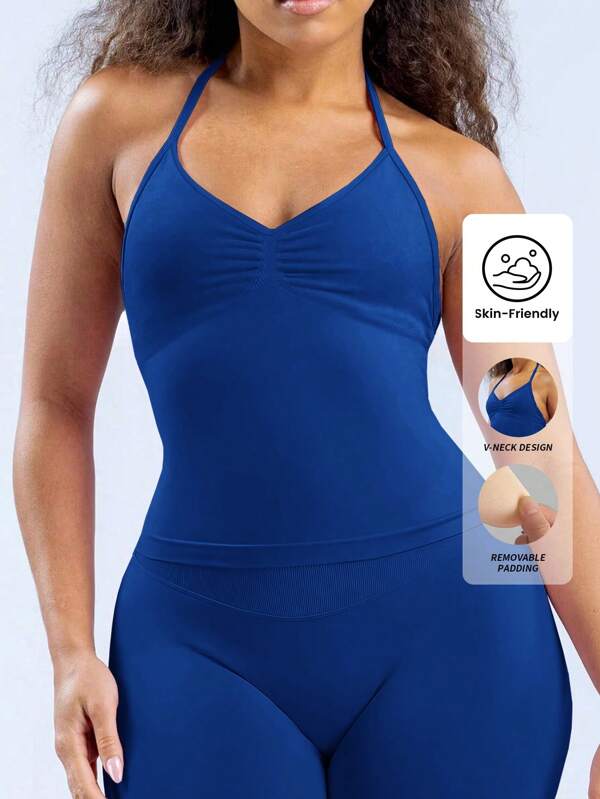 Yefecy New Impact Sports Yoga Vest Women's Fitness Yoga Top Gym Clothes Workout Backless Scrunch Built-In Bra With Cups Tops