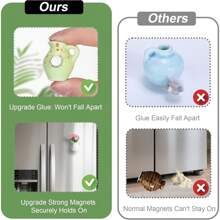 Mini Vase Magnets For Fridge 6PCS - 3D Ceramic Tiny Plant Vase Magnets Fridge Decoration Set Design For Refrigerator, Lockers & Office Spaces (1pc, 3pcs,6pcswith Flower)