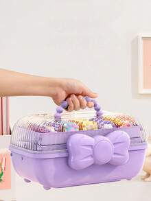 1pc Large Capacity Lidded Divided Jewelry Box, Transparent 3-Tier Cute Storage Box, Tabletop Organizer For Accessories, Makeup, Jewelry, Gender Reveal Party, Perfect For Birthdays, Weddings, Parties, The Perfect Gift For Colleagues, Friends, And Family, Back To School