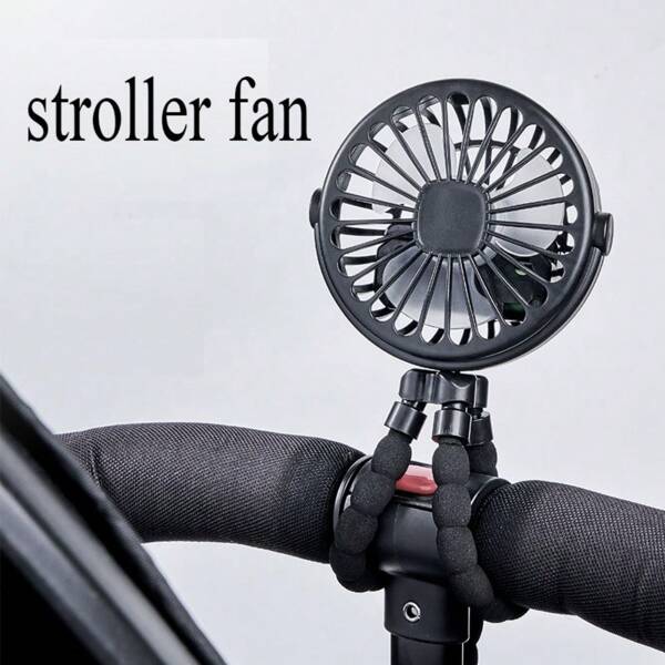 1pc Octopus Mini Handheld Fan, 500mAh USB-Rechargeable Portable Fan With 3 Speeds & LED Light, Foldable For Baby Strollers, Camping, Travel, Office