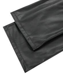 Women Solid Color Leather Pants Casual High Waist Straight With Side Pockets  Y2K Streetwear Going Out PU Trousers - 黑色 - 查看 8