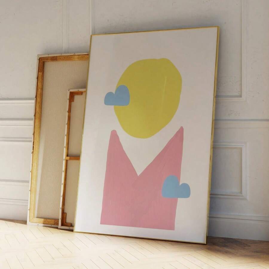 1pc Yellow Pink Blue Abstract Pattern Wall Art Prints Canvas Painting Poster Picture For Living Bed Room Home Decor No Frame ﻿